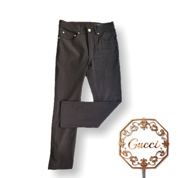 Gucci (Authentic) Silky Black Mid-Rise Slim Leg Stretch Ankle Pants, EU 38/US 6 - Picture 1 of 11